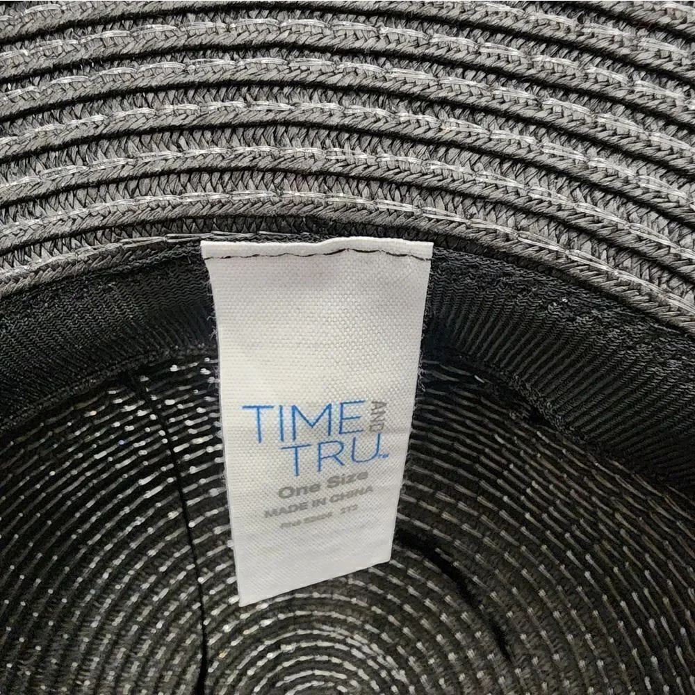 New Time and Tru Women's Striped Floppy Straw Hat, One Size - Picture 8 of 8